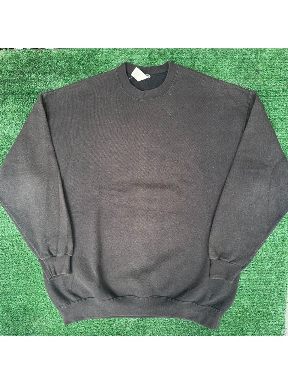 Vintage 90s Washed Black Crewneck Sweatshirt Blank XL Fleece Workwear Athleisure